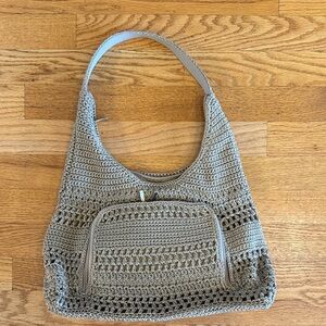 Elegant Beige Crochet look Shoulder Bag
